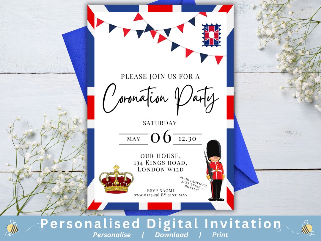 Royal Party Invitation, Royal Party Invite, Personalised Printable