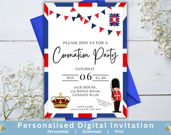 Royal Party Invitation, Royal Party Invite, Personalised Printable Digital Invite