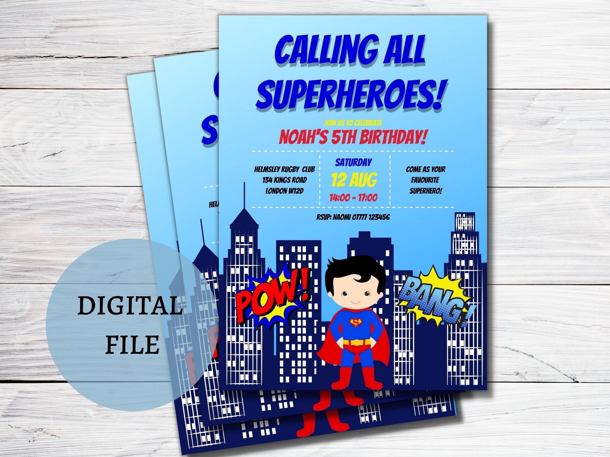 Superhero Birthday Party Invitation: Printable Digital File - Etsy, image size:2000x1500