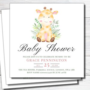 Leuke giraffe groen baby shower uitnodigingen genderneutraal baby shower dierlijke baby shower jungle thema gedrukt nodigt elegante stijl uit