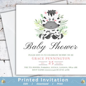 Schattig zebragroen babyshower uitnodigingen genderneutraal babyshower uitnodiging dier babyshower jungle thema GEDRUKTE uitnodigingen elegante stijl
