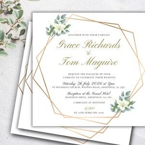 Elegant Wedding Invitation: Personalised Printable File (Digital)
