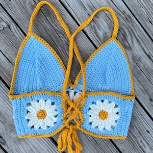 Custom Handmade Crochet Flower Bralette Crop Top - Etsy