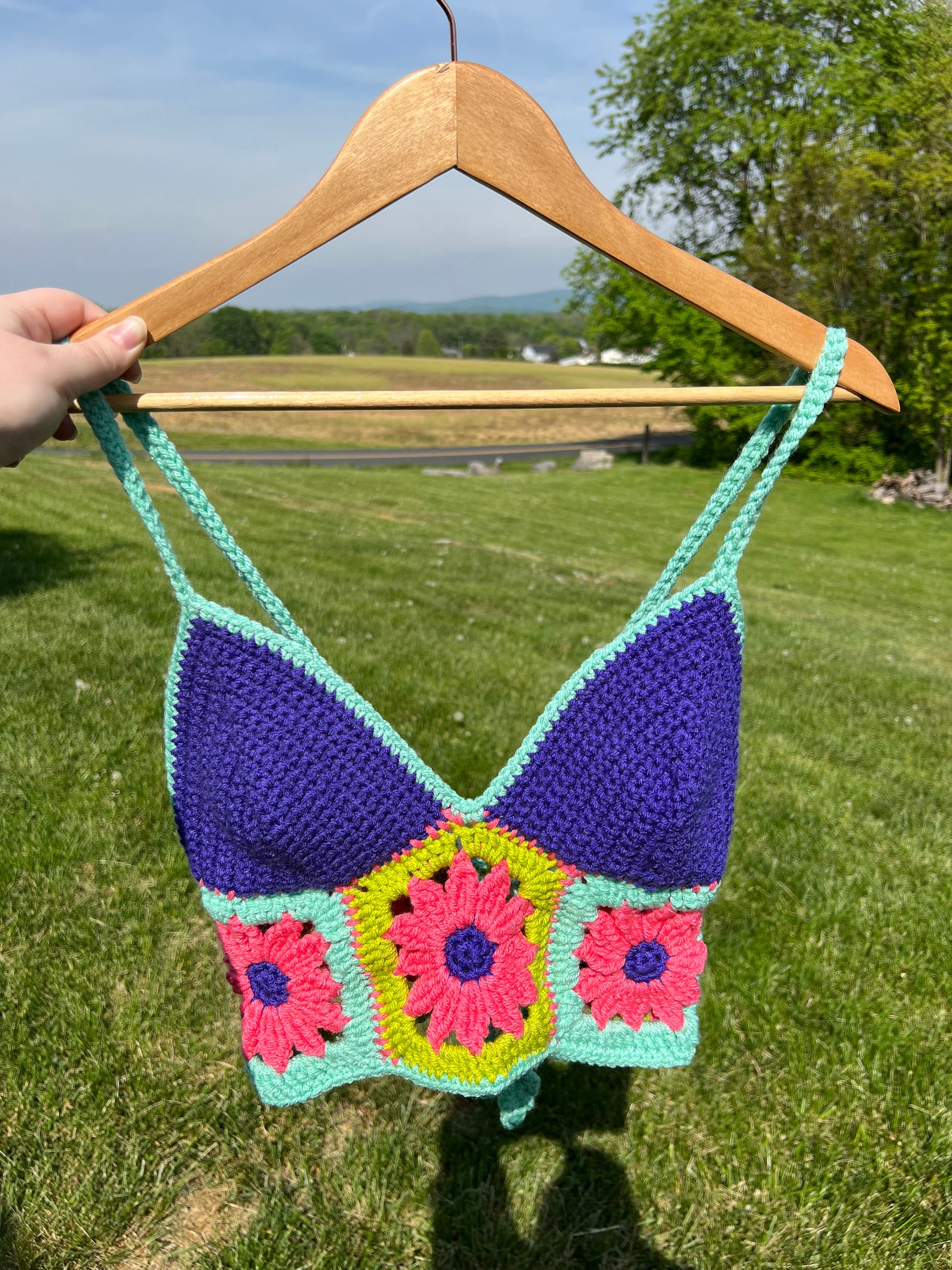 Custom Handmade Crochet Flower Bralette Crop Top - Etsy