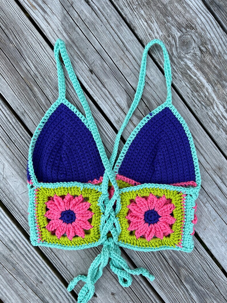 Custom Handmade Crochet Flower Bralette Crop Top - Etsy