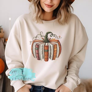 Cozy Autumn Books Sweatshirt, Pumpkin Book Fall Sweatshirt
