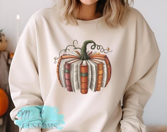 Cozy Autumn Books Sweatshirt, Pumpkin Book Fall Sweatshirt