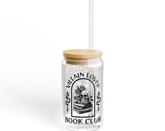 Villain Lover Book Club Beer Can Sipper Glass, 16oz, Dark Romance Reader, Reader Gift, Smut Reader