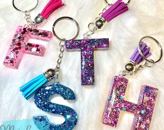 Initial Letter Keychain With Tassel