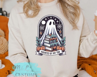 Halloween Book Lover Crewneck Sweatshirt, Haunted By My TBR
