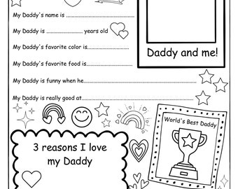 All About My Daddy, Father's Day Gift from the Kids, Birthday Present for Daddy from the Kids, Birthday Gift for Daddy, Digital Download PDF