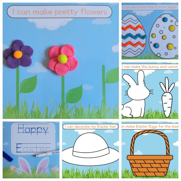 Easter Playdough Mats, Learning Mats, Pre-School Printables, Digital Download, Learning Activity, Activity Pack for Kids