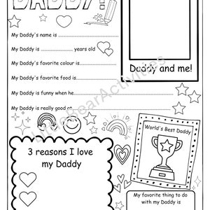 All About My Daddy Father's Day Gift From the Kids - Etsy