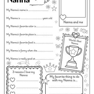 All About My Nanna, Mothers Day Gift from Kids, Birthday Present for Nanna from  Kids, Birthday Gift for Nanna, Digital Download PDF