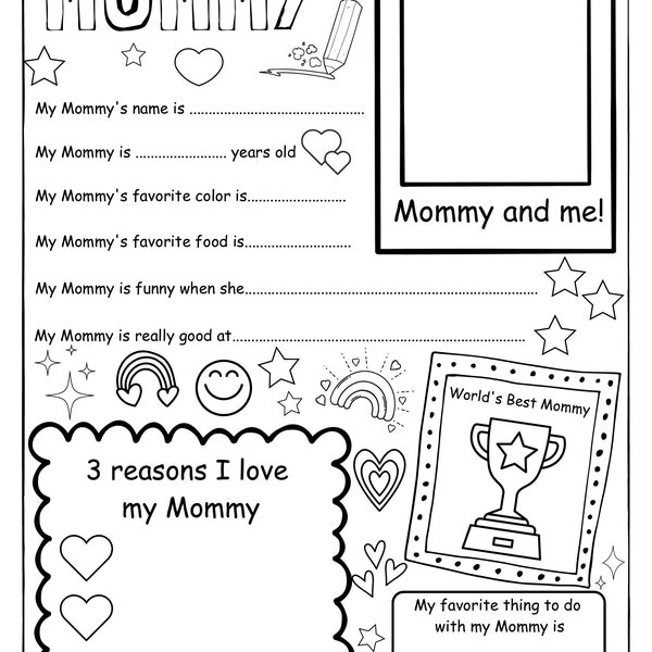 All About My Mommy, Mother's Day Gift from the Kids, Birthday Present for Mommy from the Kids, Birthday Gift for Mommy, Digital Download PDF
