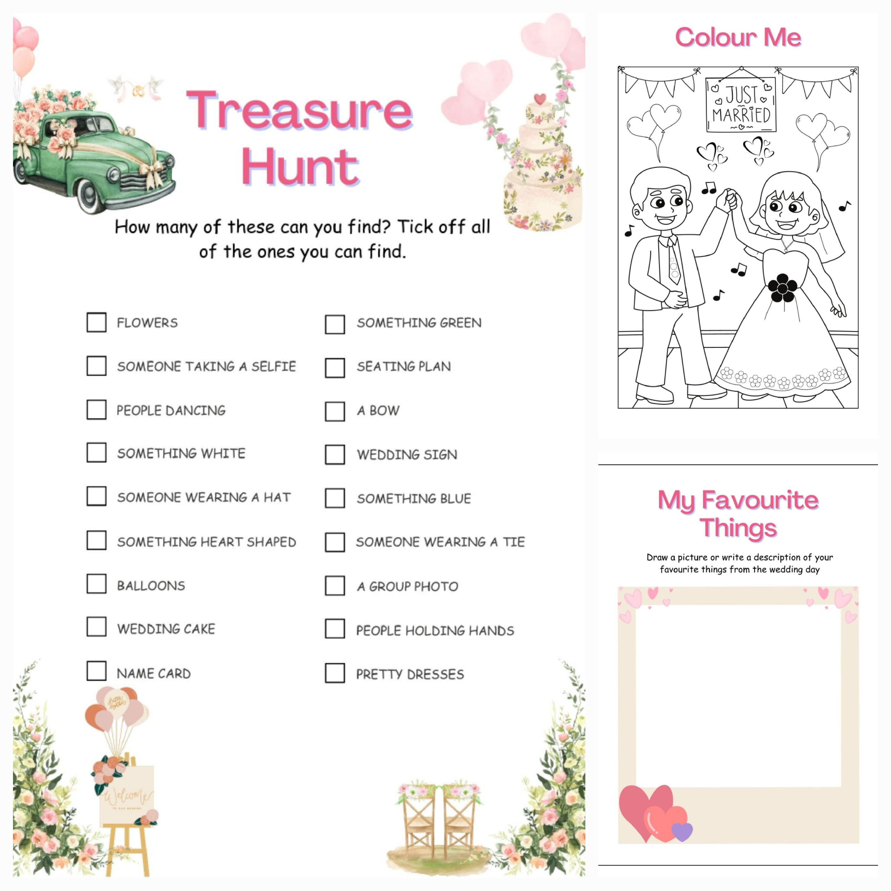 Printable Wedding Activity Pack, Wedding Favours, Wedding Favors for Children, Wedding Activity ...