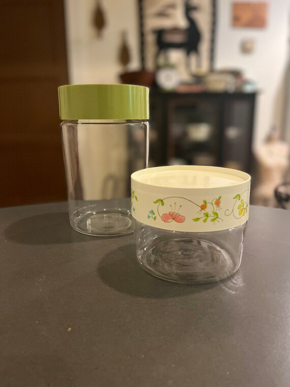 Vintage 1970s Pyrex Store N See Ware Canister Avocado Green Etsy