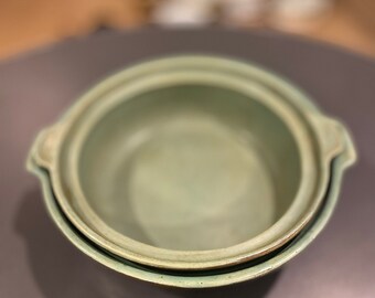 Vintage green and brown ceramic bowls