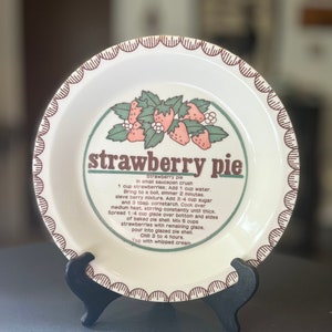 Vintage Mount Clemens Strawberry Pie Plate with Recipe, Made in Japan