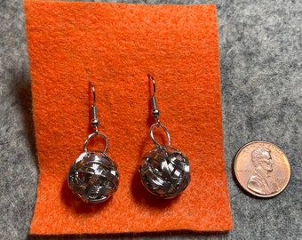 Metal yarn ball earrings