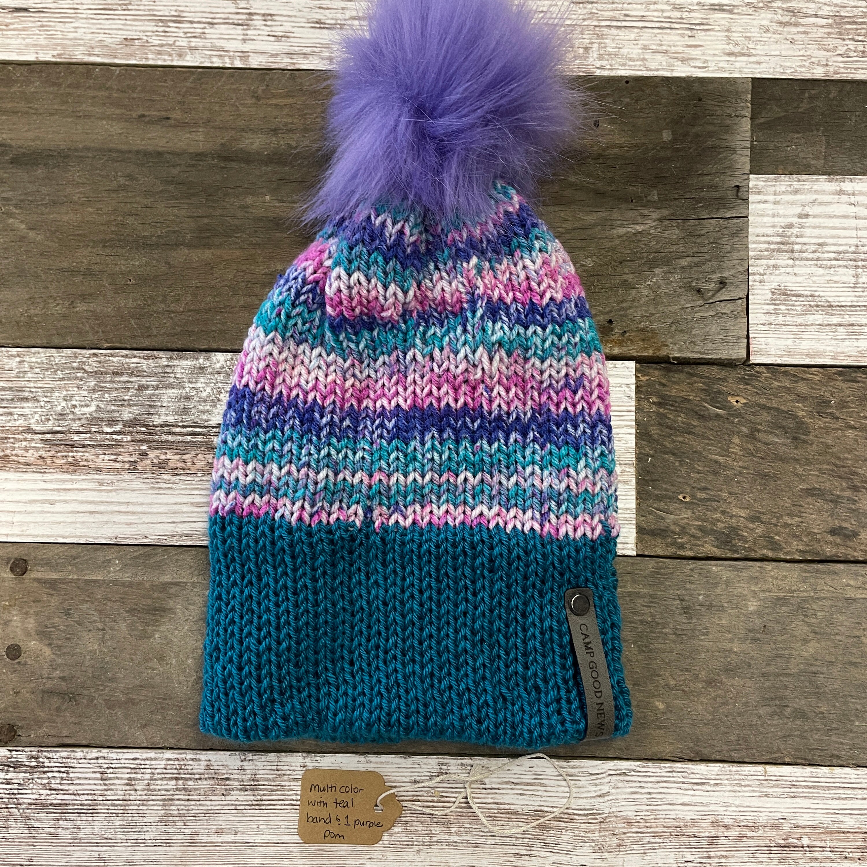 Multi Color Beanie With Teal Band 1 