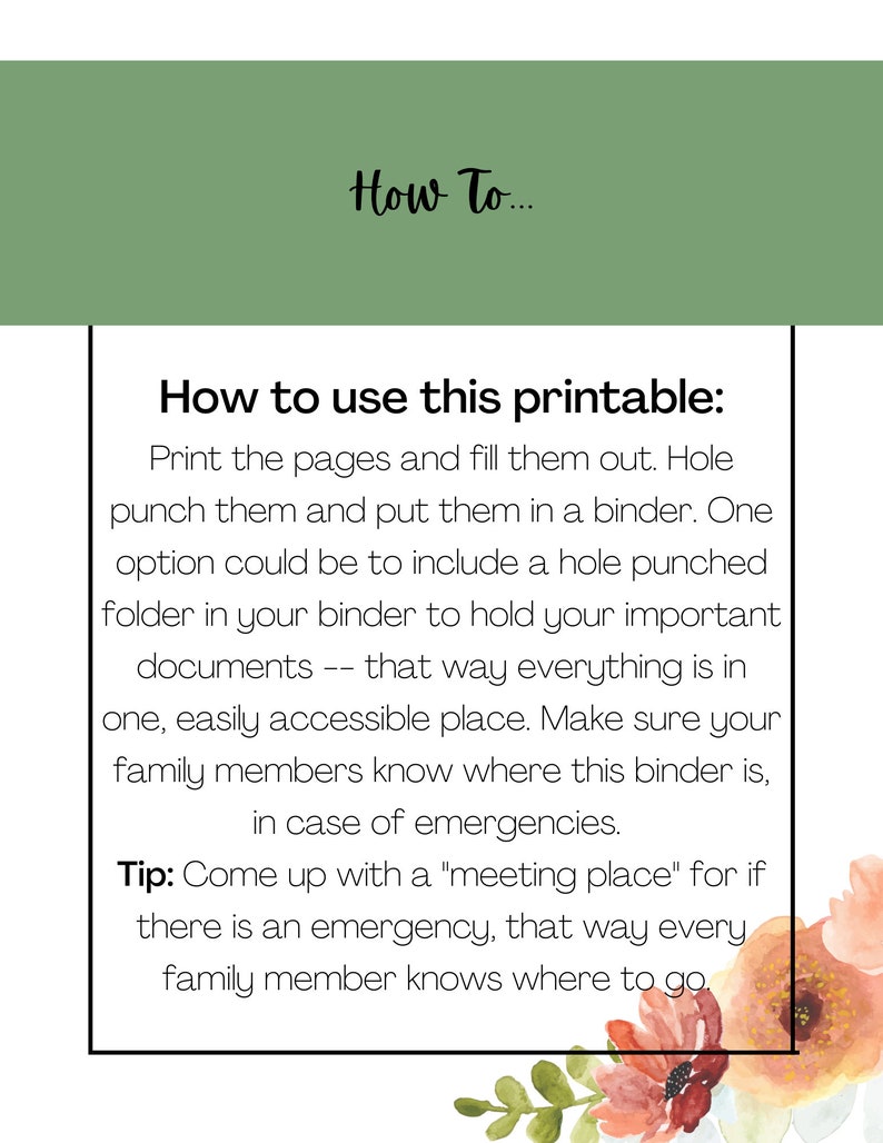 Emergency Binder Printable - Etsy