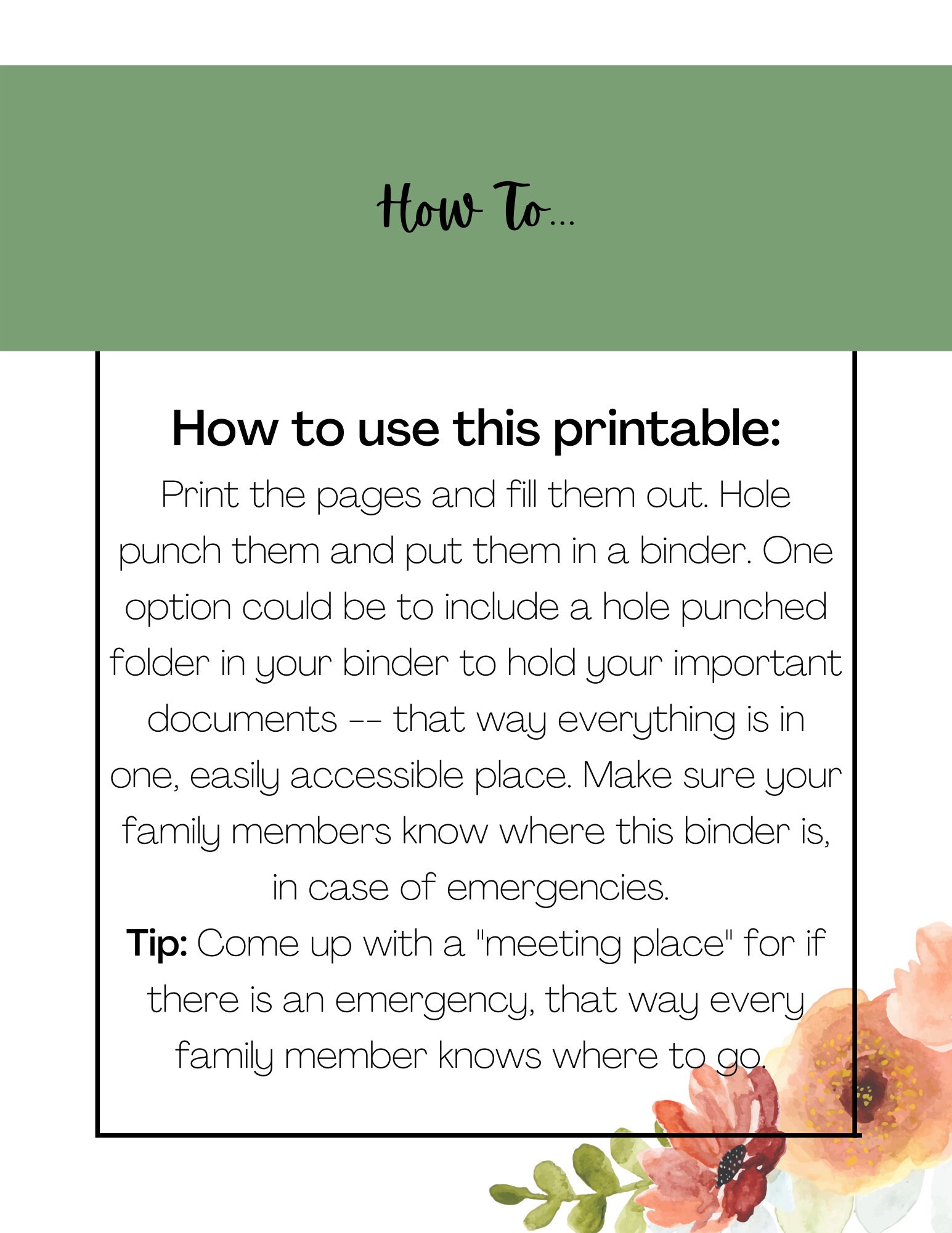 Emergency Binder Printable - Etsy