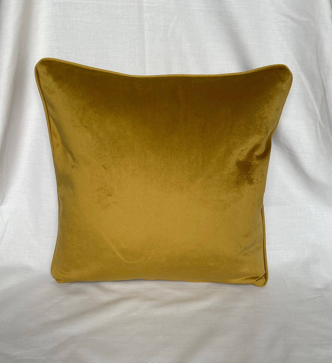 Mustard Yellow Scatter Cushion Warwick Fabric Plush Velvet Mustard