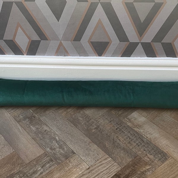 Forest green velvet Draught Excluder- Forest green Door Seal- Door Sausage- Velvet  Door Stop - Draft Stopper - Made to measure