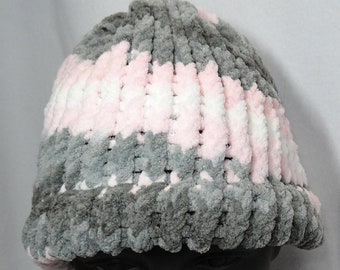 Super soft pink and blue winter hat