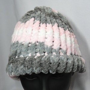 Super soft pink and blue winter hat