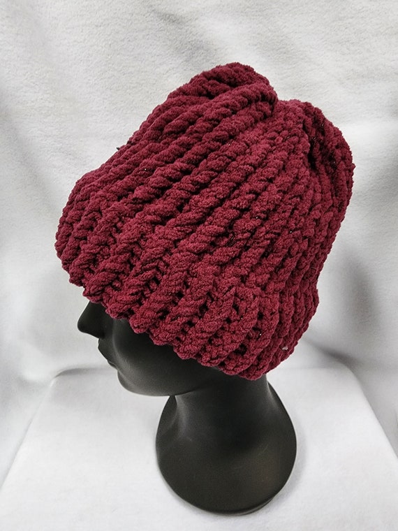 Maroon With a Subtle Sparkly Colored Thread Handmade Knitted  display picture 3