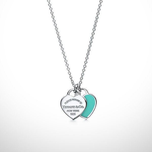 Blue Heart Pendant, 100% 925 Sterling Silver, Enamel Processing, Blue Heart Silver Necklace