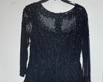 Vintage Black Dress with beaded bodice