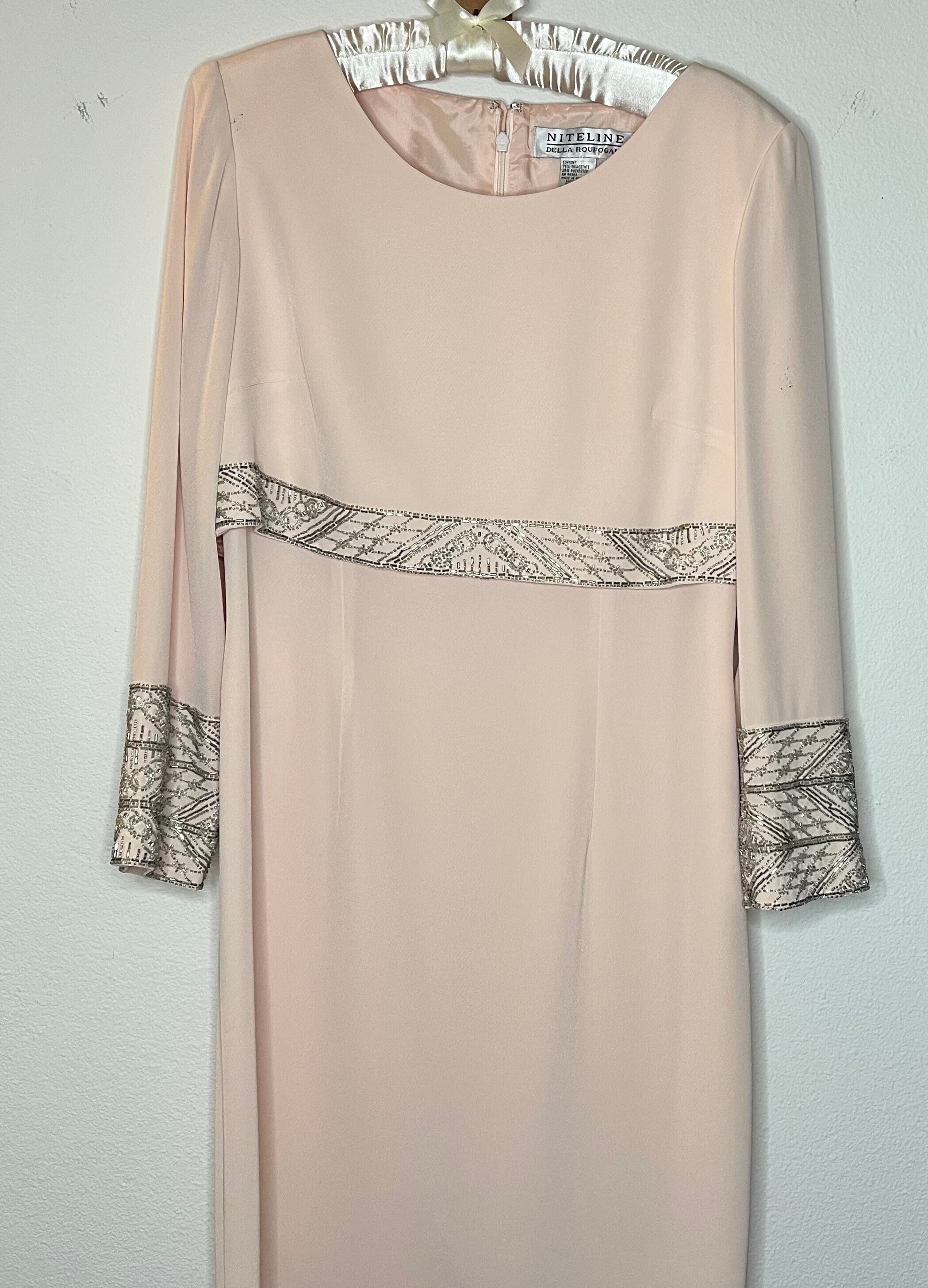 Vintage Niteline by Della Roufogali 1990s Light Pink Beaded Dress Size 10  www.kust.edu.pk