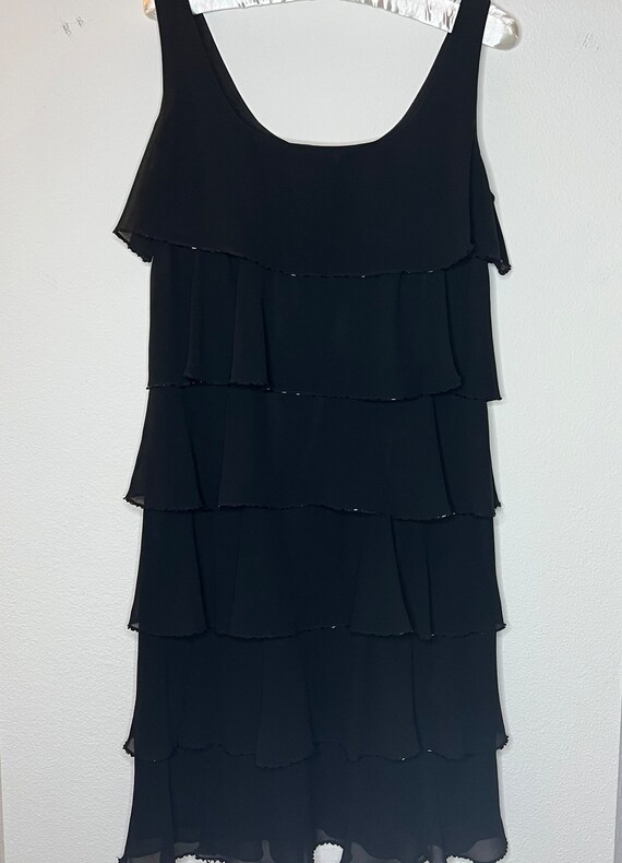 Early 2000s Patra Black Ruffled Dress with Beaded… - image 3