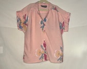 Vintage 1980 s Stoplight California Women s Colorful Hawaiian Print Button Up Shirt- Size S