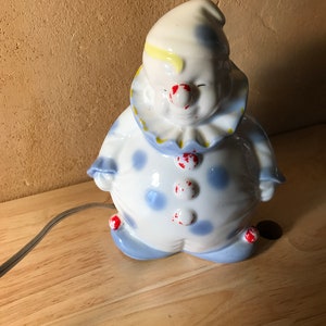 Vintage Porcelain Clown Lamp Jolly Happy Clown face Collectible Hard to Find Works