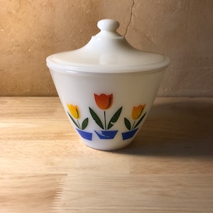 Vintage Fire King Tulip Grease Jar with Lid 1950’s Rare