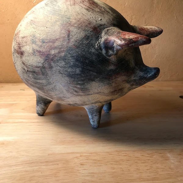 Rare Bisque Pig Figurine One of a Kind