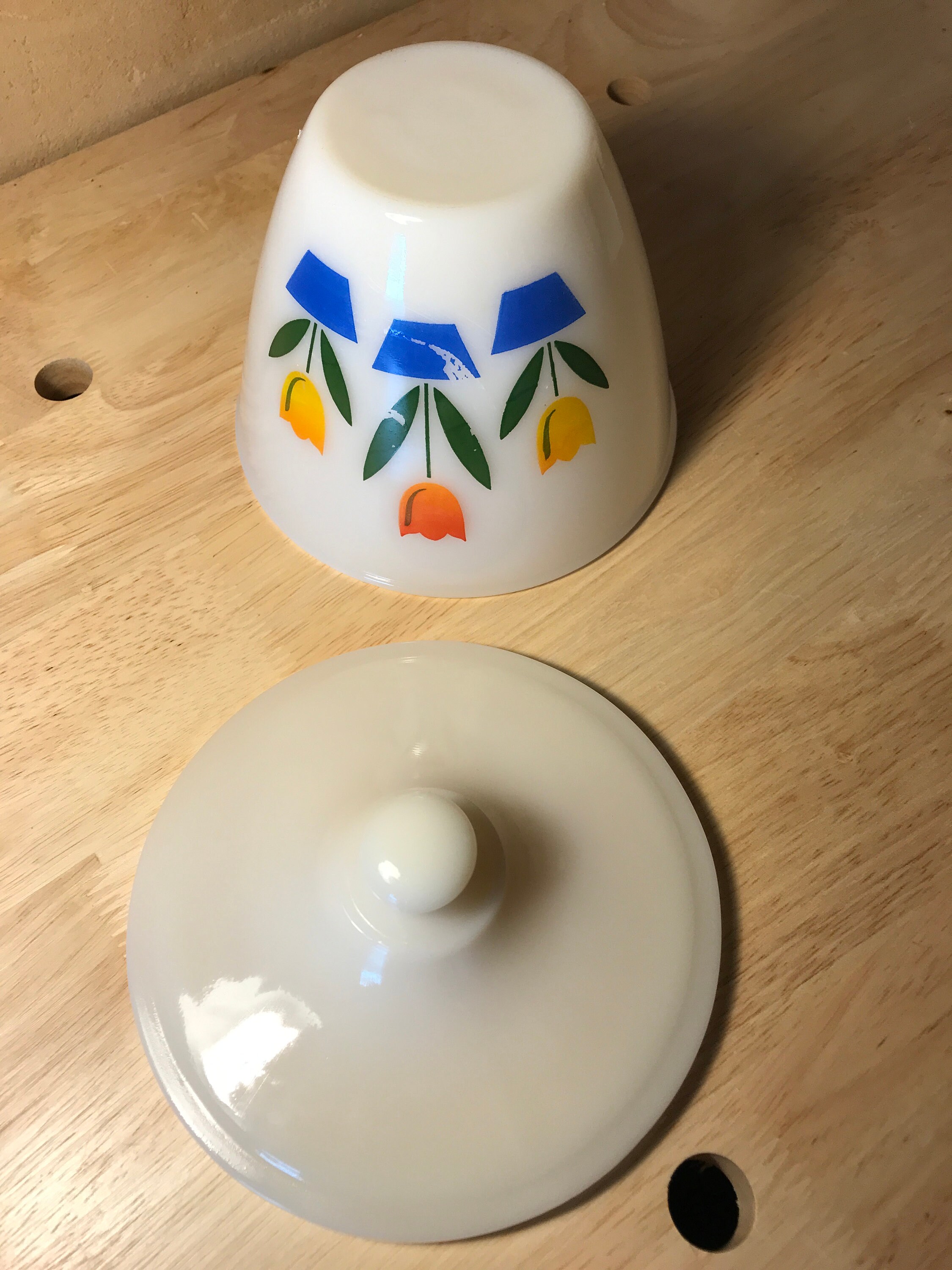 Vintage Fire King Tulip Grease Jar With Lid 1950's Rare - Etsy