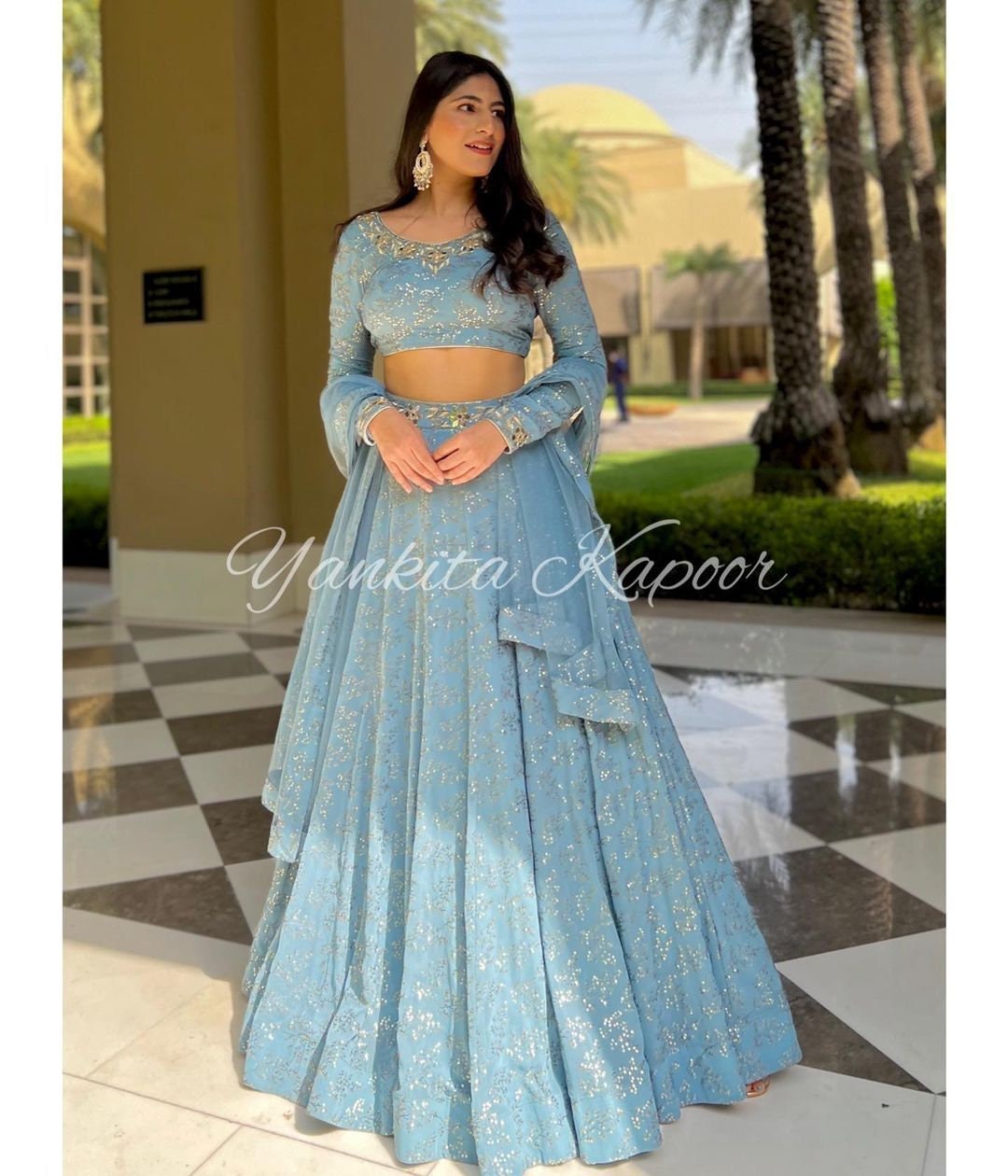 blue designer lehenga choli