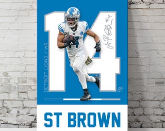 Amon-Ra St. Brown Poster | Detroit Lions | Minimalist NFL Wall Art | Bedroom Game Room Man Cave | Instant Download | 24x36 pdf jpg png