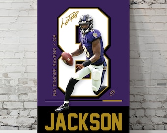 Lamar Jackson Poster | Baltimore Ravens | Minimalist NFL Wall Art | Bedroom Game Room Man Cave | Instant Digital Download 24x36 pdf jpg png
