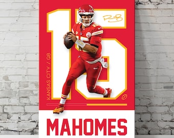 Patrick Mahomes Poster | Kansas City Chiefs | Minimalist NFL Wall Art | Bedroom Game Room Man Cave | Instant Download | 24x36 pdf
