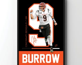 Joe Burrow Poster | Cincinnati Bengals | Minimalist NFL Wall Art | Bedroom Game Room Man Cave | Instant Download | 24x36 pdf png jpeg