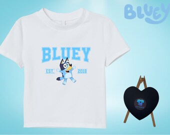 Kids Bluey t-shirts, Bluey t-shirt, customised Bluey t-shirt, Children’s Bluey t-shirt, Bluey T-shirt, Bluey gifts, Bluey & Bingo