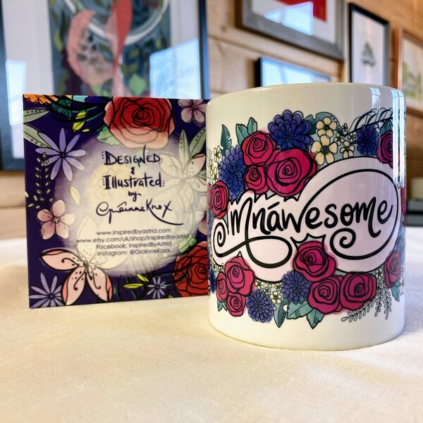 Mug magnifique : motif floral illustré de paon