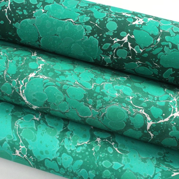 A2 hand marbled paper green stone design | Seconds but all suitable for book binding, box making and paper crafts