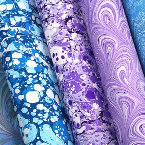A2 marbled paper sheets | Hand crafted genuine marbling| Unique decorative paper for scrapbooking, bookbinding, card making, papercraft